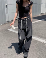 (Unisex) トラックデニムパンツ