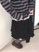 Brikin Cotton Midi Frill Skirt
