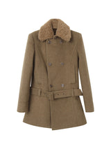 Lux wool belt padded half coat