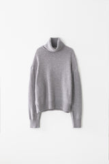Kid mohair turtle neck knit (Grey)