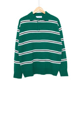 Colored striped collar knitwear