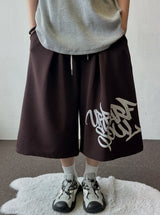 Cursive Letter Tattoo Graphic Balloon Bermuda Shorts 4color