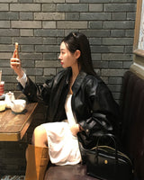 [Bellied made] LOCK, OVERFIT SLIT LEATHER JACKET