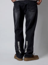CALF GRAPHIC DENIM PANTS_black