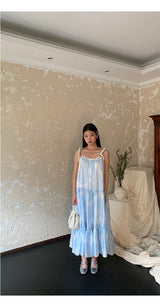 Sky Cloud Cancan Sleeveless Long One Piece