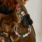 Bunny Mix Beads Two-way Keyring _ Black