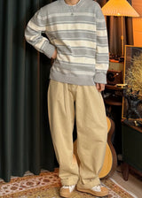 A-line Curved Wide Cotton Pants 3COLOR