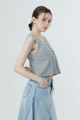 ワッフルスリーブレス_MELANGE GRAY