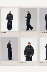 Black beads wool collar short padded coat