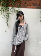 Nuaf Loose-Fit Summer Henley Neck Button Long Sleeve Tee