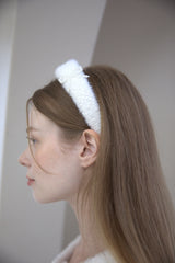 Ribbon Pearl Fur Hairband Ivory