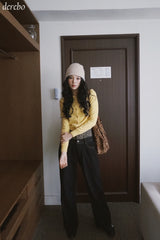 Leopard Layered Dark Denim Pants