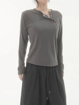 Recle diagonal button knit -4C