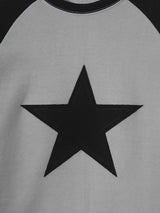 Applique star patch raglan long sleeves