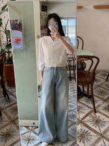 MR Washed Denim Wide Pants