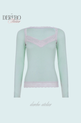 Ripel Mint Pink Lace Long-Sleeve T-Shirt