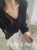 frill see-through cardigan(4color)