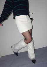 ファーレッグウォーマー(WHITE, BLACK 2COLORS!)