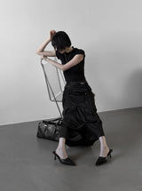Glopin Drape Satin Skirt