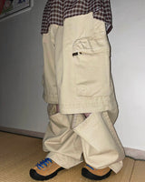 (2color) Detachable 2-Way Cargo Wide Half Cotton Pants