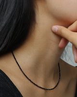 [Silver 925] Black Spinel Gem Necklace (Short ver.)