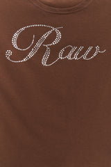 Logo Cubic Crop Top Brown