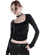2-WAY STUD LEATHER CHOKER BLACK