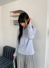 Moonta Stripe Frill Collar Long Sleeve Tee