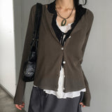 [X] Roat V-neck Round Long Sleeve Knit Cardigan