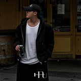 [HFORUS MADE]Layer Shoulder Hooded zip-up IN BLACK