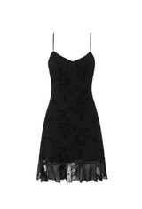 BLACK ROSE FLORAL MINI DRESS
