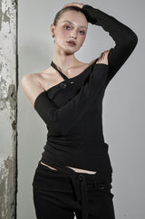 ODE DUAL BUTTON HALTER LONGSLEEVE