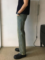[A-P0137] バックバンドレギュラーデニムパンツ(Beige Tin)