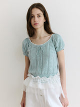 SKASHI RIBBON POINTED HALF KNIT SKY