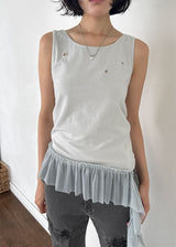 EYELET FRILL SLEEVELESS