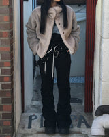 High neck fur crop jacket