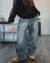 Blind washing balloon denim pants