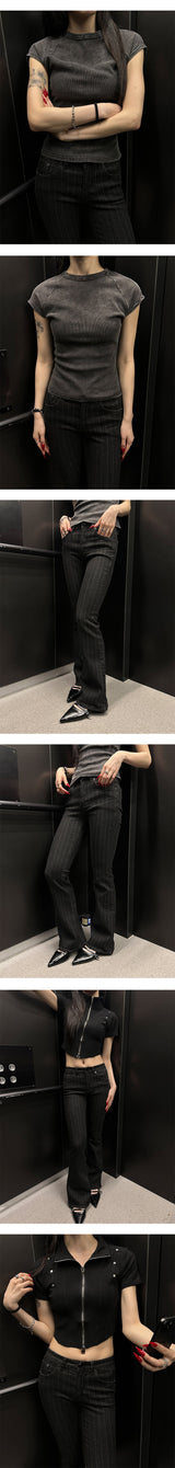 Stripe boots cut pants