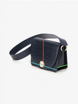 ISLE MINI CROC ショルダーレザーバッグ / Wani Navy
