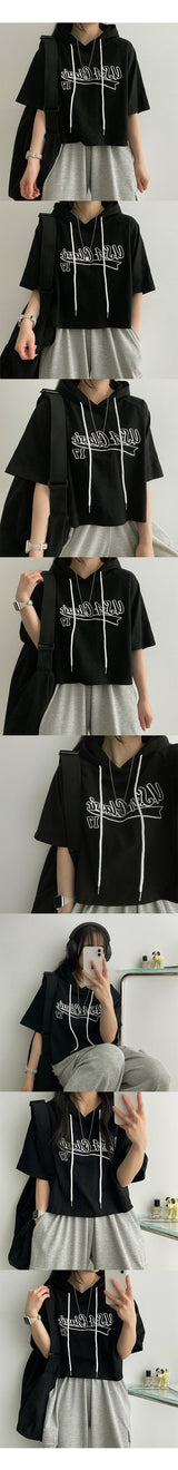 Edelna Printed Short Sleeve Hooded Short Sleeve Short Sleeve Tee