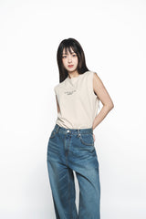 25SS BASIC LOGO WOMAN SLEEVELESS DARK BEIGE