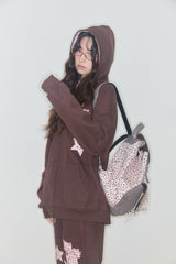 KIRING CHECK PATCH HOODIE (BROWN)