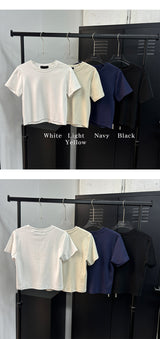 [BASIC ITEM] Basic semi crop t-shirts(4color)