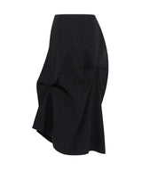 DOZI - Pinched Long Skirt _ BLACK
