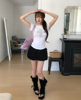 メタリッククロススリムショートスリーブ