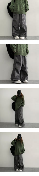 Bedder Pintuck Wide Cargo Pants (5 colors) Hem String!