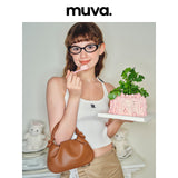 muva.クラウド ワーク ハンド ミニ トートバッグ コンバーチブル クロスボディ ジェニュインレザー カジュアル サマーバッグ