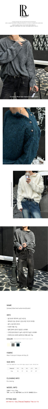 [Unisex] Wool hair button knit(3color)