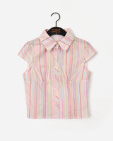 Noche Vintage Stripe Slim Short-Sleeved Shirt