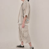 street shape shortsleeve zipup_beige